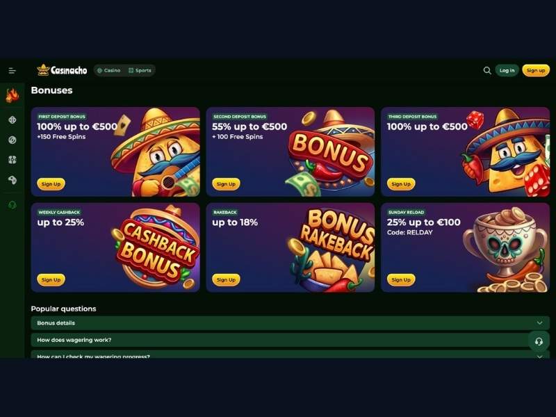 Live Casino und vollständiger Katalog mobil bei Casinacho Casino Nacho Casino für Deutschland